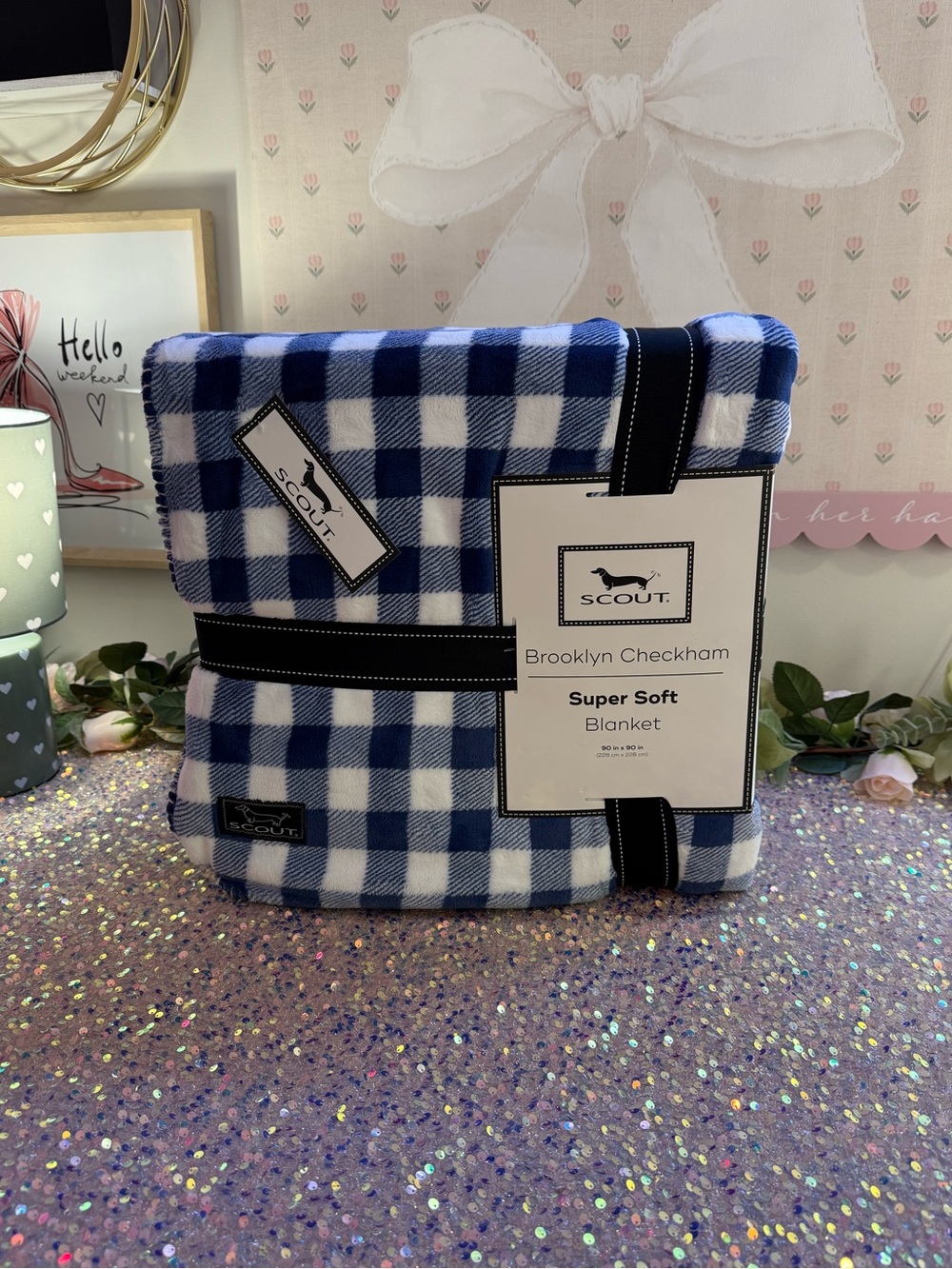 SCOUT Super Soft Blanket Brooklyn Checkham Blue Plaid • 90” x 90” / Queen • NWT
